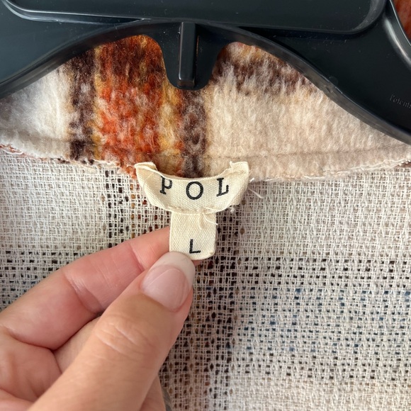 NEW Anthropologie POL Womens Beige Multi Buffalo Plaid coat oversized Large - Picture 5 of 10